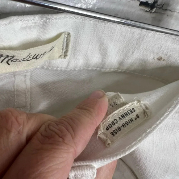 Madewell 9” High-Rise Skinny Crop  Jeans white size 25 - Picture 6 of 9